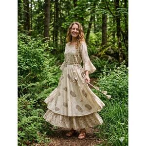 ANORA FASHIONS Fashions Mixed Print Floral Paisley Tiered Anarkali Maxi Dress